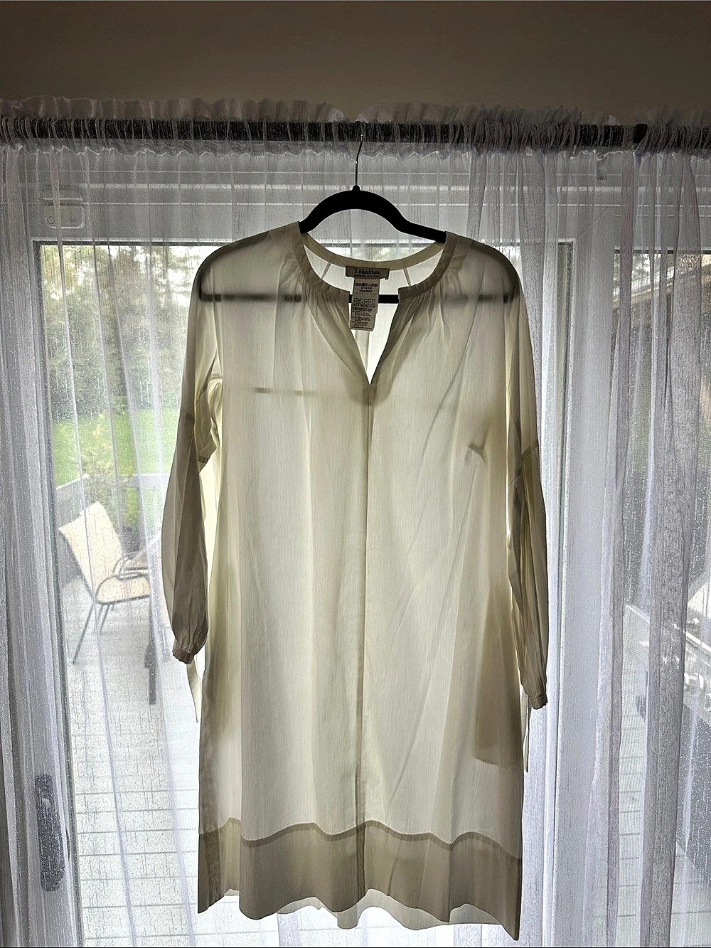 Max Mara Long Sleeve Midi Dress in White Size Medium